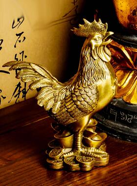 慈丰阁铜鸡装饰品大金鸡公鸡元宝鸡家居客厅装饰工艺礼品装饰品