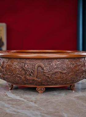 紫铜十二生肖聚宝盆新中式家居客厅办公室桌面装饰品开业乔迁礼品