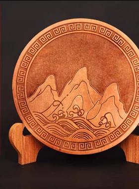 桃木山海镇木雕挂件长方形圆形大号摆件房屋室内室外商铺中式风