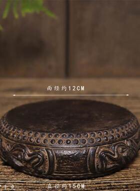 仿古石雕青石琴棋书画石鼓茶壶底座杯垫中式复古茶席摆件摆设装饰