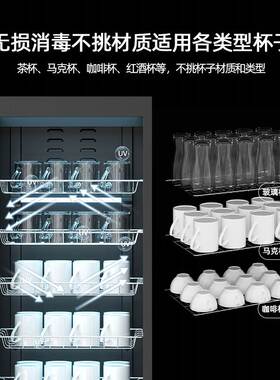 茶楼酒店宾馆办公会议室水杯茶杯红酒杯双门大容量专用杯子消毒柜