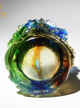 正品琉璃鱼笔筒公桌面装饰摆件送领导生女日室礼物办高档实用轻奢