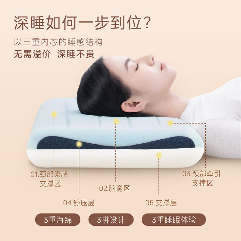 自然醒无感海浪枕面包枕深睡枕PROmax2.0护颈椎助睡眠枕头