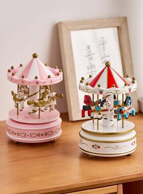 时尚旋转木马音乐八音盒摆件玄关卧室房间桌面装饰送女友闺蜜礼物