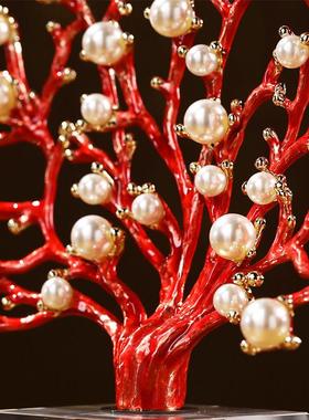 现代创意珊瑚树珍珠摆件高档轻奢饰品客厅高级桌面家居装饰艺术