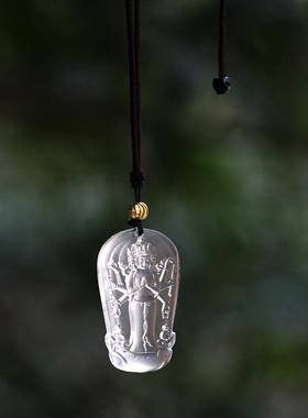 琉璃摩利支天吊坠挂件本命菩萨佛像挂饰项炼随身佛八臂观音佛牌