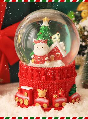 圣诞节日儿童礼物桌面场景布置装饰品摆件老人音乐盒水晶球八音盒