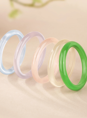 金六福吉祥仿猫眼琉璃手镯白月光女款素镯子玻璃七夕礼物送女友