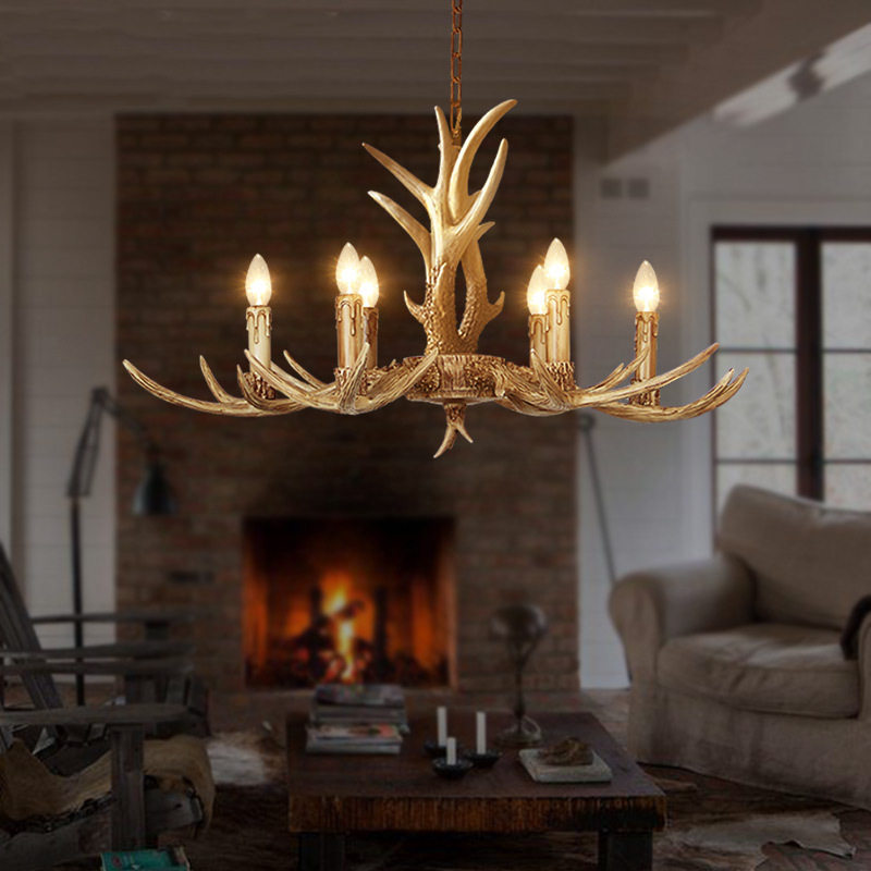 鹿角吊灯网咖个性复古北欧风美发理发店专用灯发廊led灯具饰超亮,淘宝优惠券,粉丝福利购,淘宝优惠卷