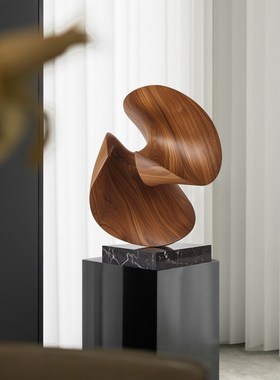 民宿酒店样板间抽象实木雕塑摆件客厅玄关装饰品设计师软装艺术品