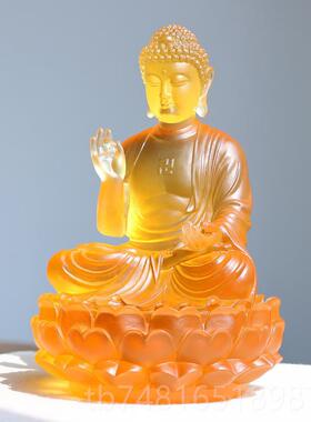 正品琉璃释迦尼佛像摆件如来佛佛祖神居家客厅牟佛堂家用像寺院供