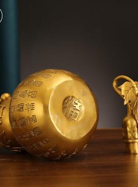 黄铜百福葫芦开盖开口空心卧室客厅玄关酒柜电视柜摆件装饰工艺品