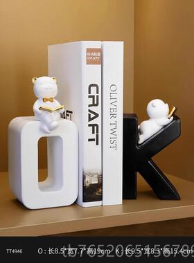 正品饰创意K书书挡摆件轻奢O高档酒柜客厅玄关书柜桌面立假书家居