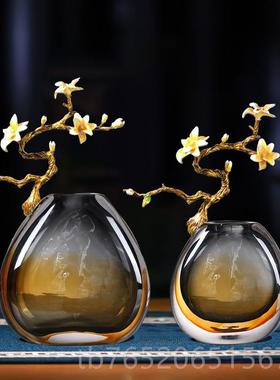 正品乔迁高档琉琅璃花瓶摆轻奢件高级酒柜珐彩中式玄客关厅高端装