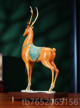 正品黄铜鹿摆《青云直上鹿》家居客业厅办室装饰品开领导朋件友礼