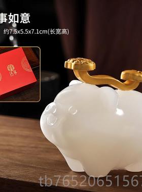 正品玉生石诸事财顺遂猪桌面摆件招客厅办室桌面治愈公系装饰品日