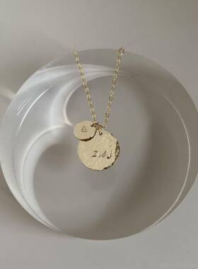 高档」「鱼说字母刻字双吊牌美国银14K包金s9搭25项链毛衣链时尚