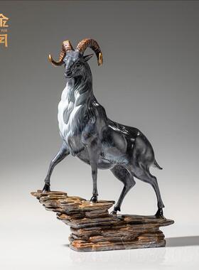 高档《领羊》铜金岁月摆黄铜羊件工艺品铜器办公室面装桌饰开业头