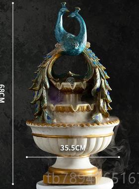 高档孔雀罗马柱摆边件电视旁落地家创柜意美式装饰居客厅花架装饰