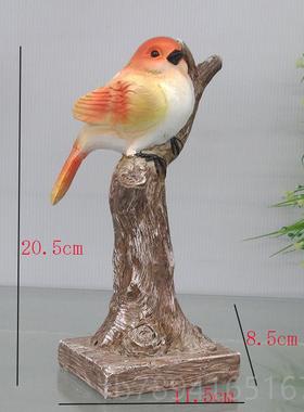 高档意美式小鸟树件客厅隔断玄关酒柜摆电视柜装饰品仿真枝创鸟工