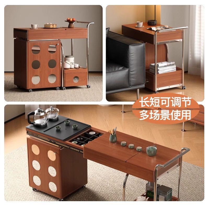 森活岛茶桌书桌一体实木可移动伸缩多功能客厅家用茶台桌茶水推车,淘宝优惠券,粉丝福利购,淘宝优惠卷