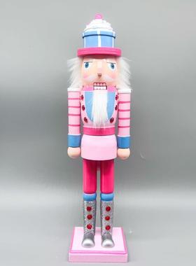 欧式胡桃夹子木偶兵粉色38CM电视柜客厅摆件家居装饰品女孩礼物蛋