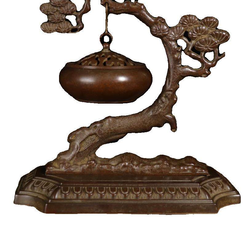 复古纯铜迎客松熏香炉摆件铜制品招财树吊香炉熏炉盘香家用,淘宝优惠券,粉丝福利购,淘宝优惠卷