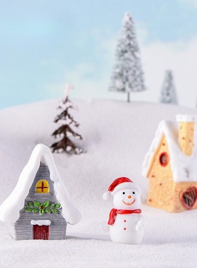 雪景房屋子圣诞雪人摆件欧式风格