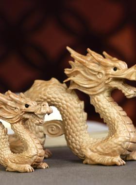 桃木龙摆件生肖龙木雕龙生肖吉祥物桃木工艺品木质龙属龙木头青龙