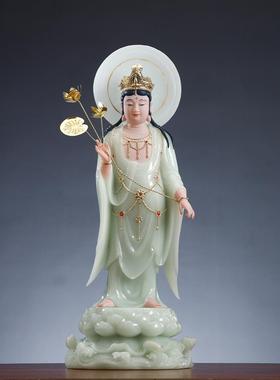 玉镶金立像西三圣佛像饰白玉阿弥陀佛来观音菩萨