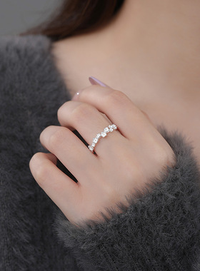 阿宝S999足银花朵戒指叠戴韩风轻奢法式高级甜美森系小众手饰代发