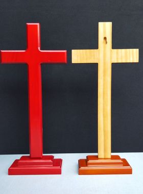 实木十字架摆件 木质o工艺品客厅 桌摆装饰 时尚家人礼品 简约家