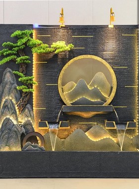 精选办公室装饰隔断室内外庭院假山鱼池喷泉造景观摆件水幕墙流水