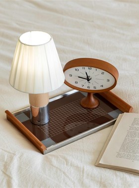 集木室物所实木托盘长方摆件茶盘餐厅咖啡店餐具礼物耐热玻璃中古