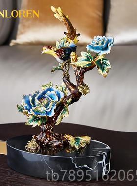 高档圣朗伦现代中式创意摆公件家居奢珐琅彩办桌客厅玄轻关桌面饰