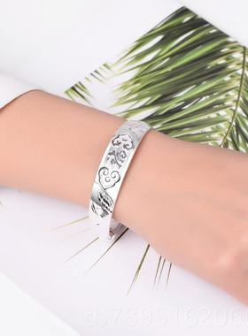 高档苏州银楼 足银999龙福银字手镯 女 妈送妈婆婆生日凤礼物饰品