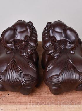 高档木雕貔件一对大号中式家居工办公室摆设实貅木客厅饰品红木艺