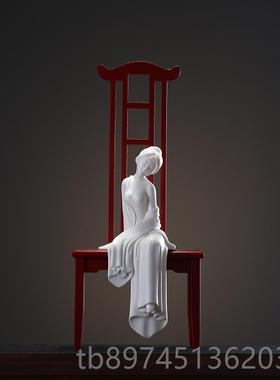 正品无公界 创意办室摆泥件禅意陶瓷女中式仕家居客厅书房装饰摆