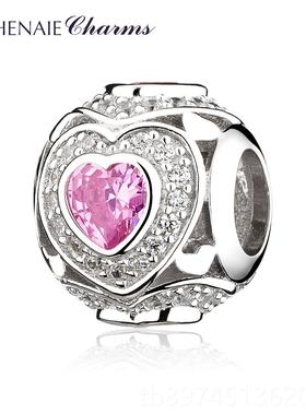 正品粉色爱心925银链女韩版简时约性尚手镯手情侣送女友生日礼个