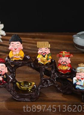 正品店五福财神爷摆件创意办公装饰品开玄关电视柜铺业室乔迁送人