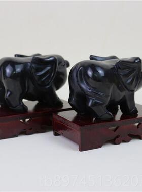 正品然黑曜石天猪设摆件客厅博古架玄关办公室装饰摆乔迁开业礼品