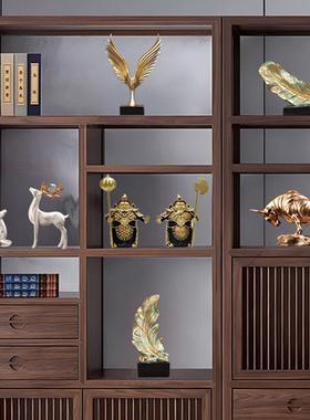 新中式老板办公室摆件轻奢高档领导高端大气书柜装饰品柜子工艺品