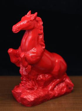 天然朱砂十二生肖马中式摆件马到成功工艺礼品摆饰骏马奔马西北缺
