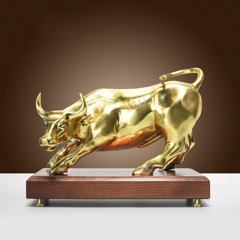 纯黄铜牛摆件牛气冲天铜华尔街股市牛旺市牛金融牛客厅办公桌摆设,淘宝优惠券,粉丝福利购,淘宝优惠卷