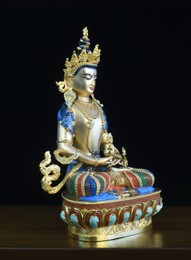 纯黄铜长寿佛像西藏藏村常寿佛