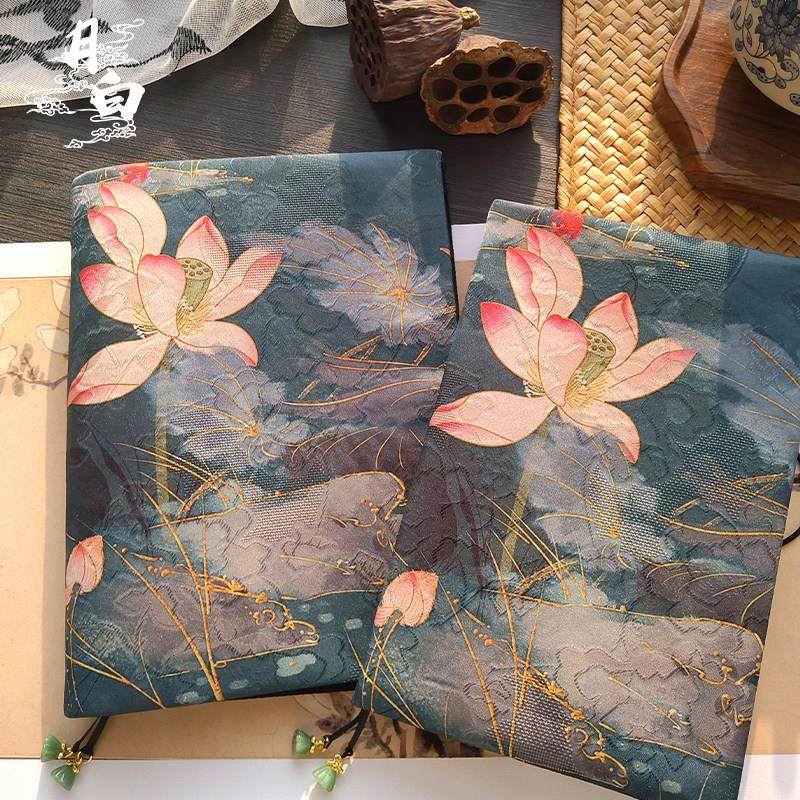 月白 荷之韵 国风荷花手账手帐本书衣红云纱活页日记本笔记本礼物,淘宝优惠券,粉丝福利购,淘宝优惠卷