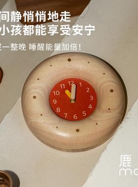 鹿早实木挂钟烘焙系列贝果钟客厅挂钟实木简约静音挂钟创意装饰