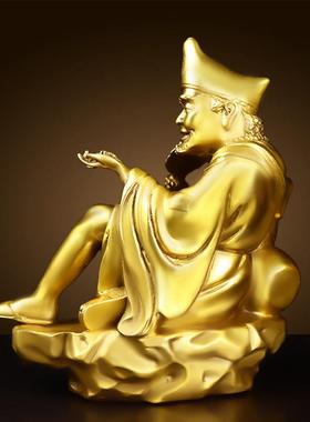铜济公像纯黄铜济公活佛摆件降龙罗汉佛像道济和尚家用供奉家居饰