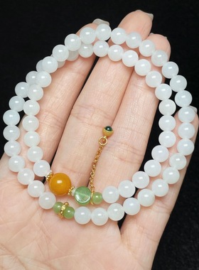 云上叙7 DS79214-和田玉DIY多圈手串-多样性发其一-5.5mm（甄选）