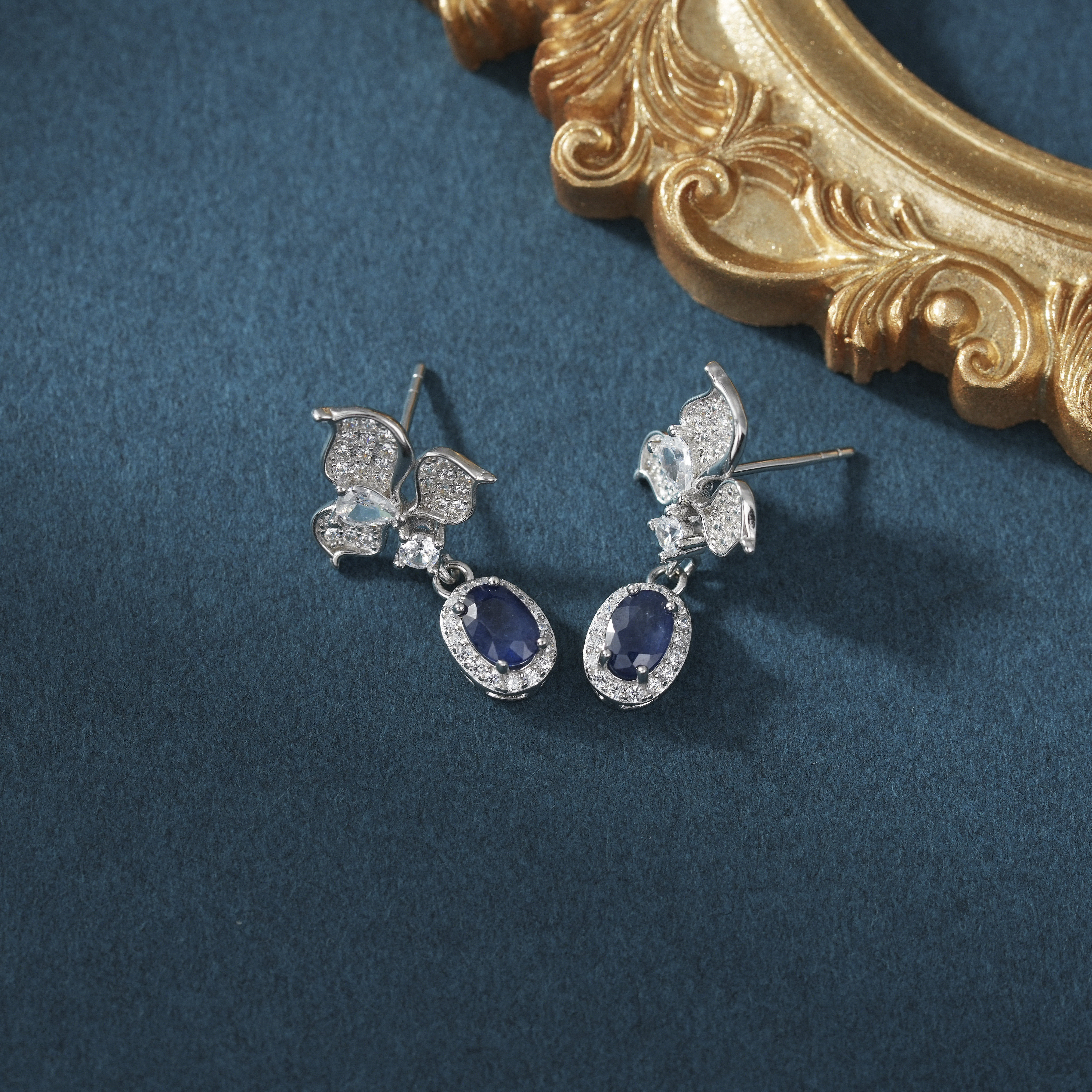 云上叙22 DS80190-蓝宝石耳钉-多样性发其一-4*5.5mm（甄选）,淘宝优惠券,粉丝福利购,淘宝优惠卷